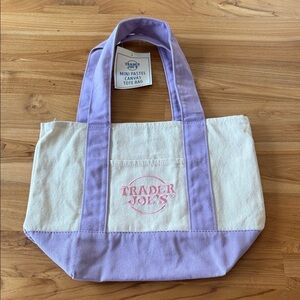 Mini Canvas Tote Bag in Lavender & Cream